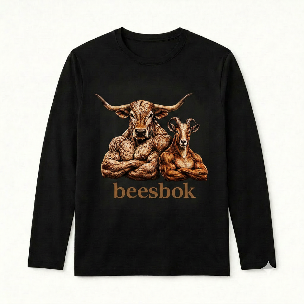 Beesbok Muscular Logo on Black Shirt