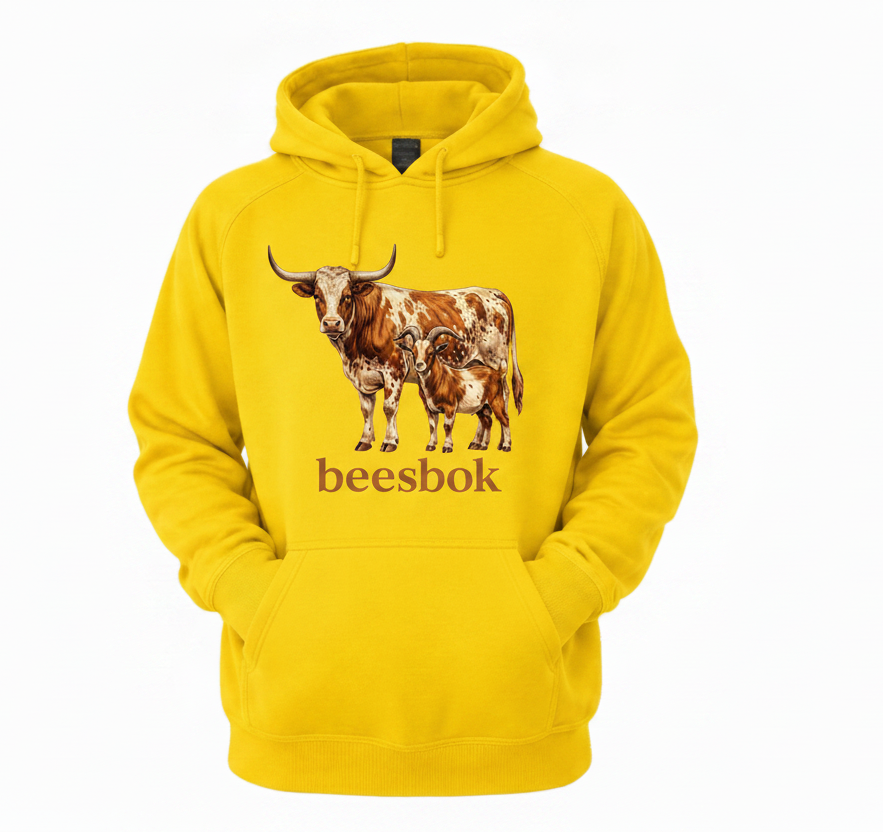 Beesbok Yellow Hoodie - Large Logo