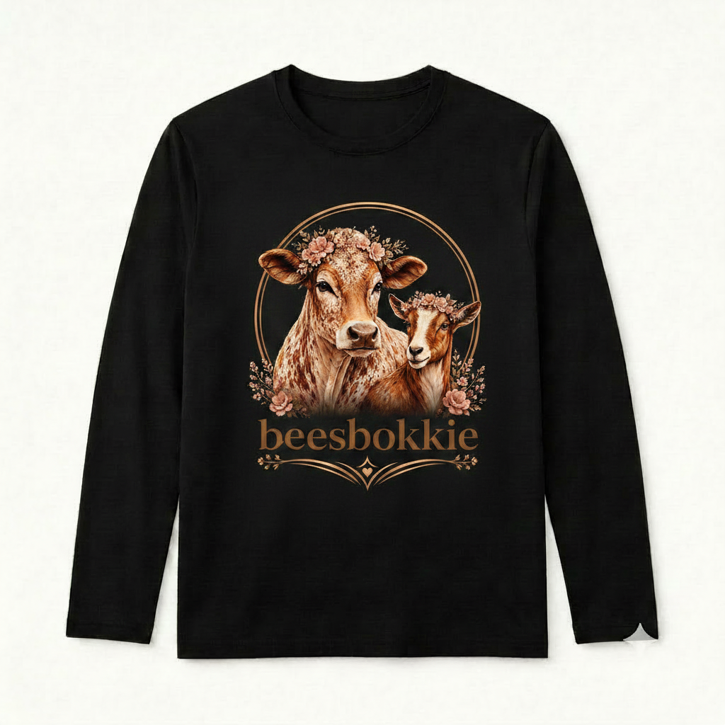 beesbokkie Floral Logo on Black Shirt