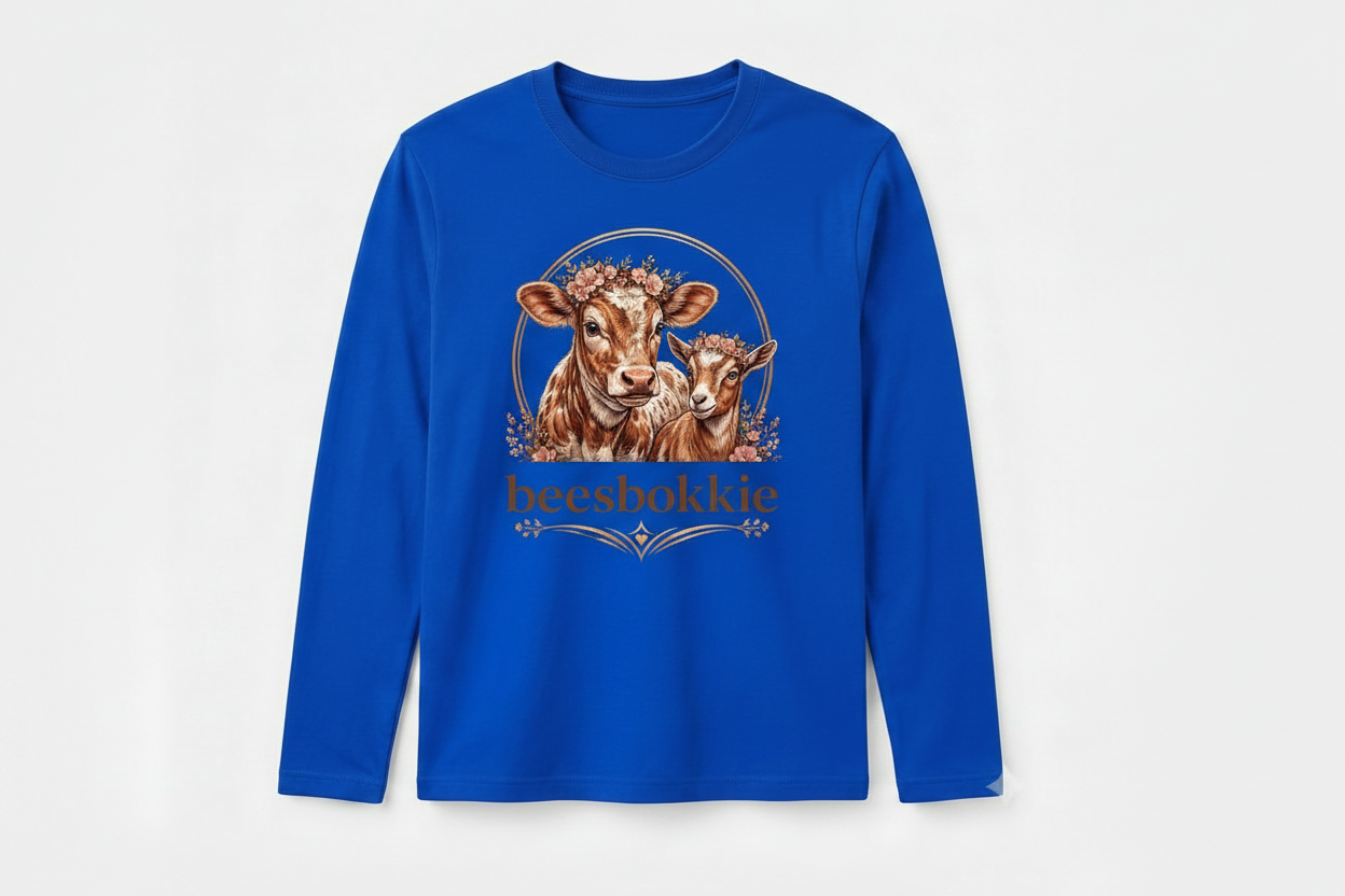 Beesbokkie Floral Logo on Blue Kids Shirt
