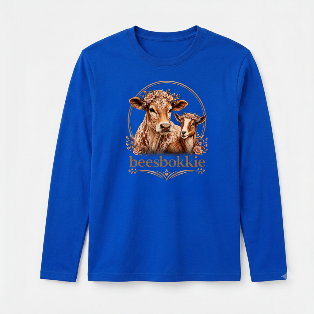 beesbokkie Floral Logo on Blue Shirt