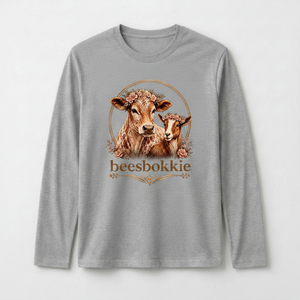 beesbokkie Floral Logo on Grey Shirt