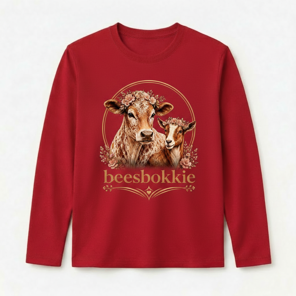 beesbokkie Floral Logo on Red Shirt