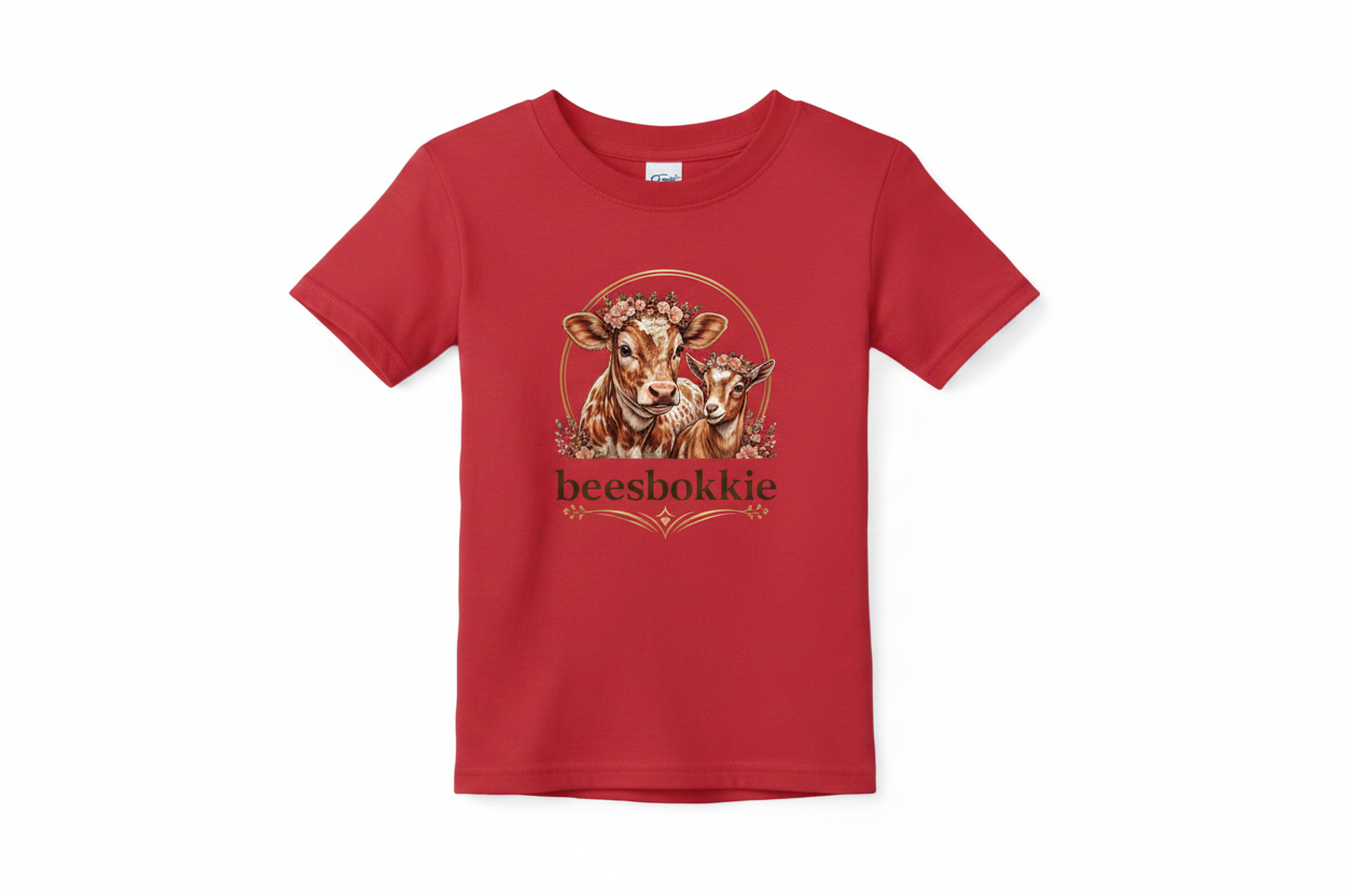 Beesbokkie Kids Red Tee with Floral Logo