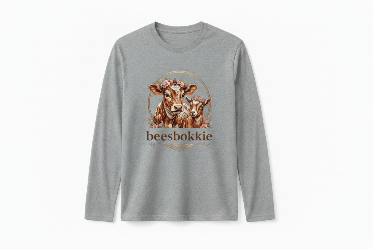 Beesbokkie Logo on Grey Kids Shirt - No Black Background