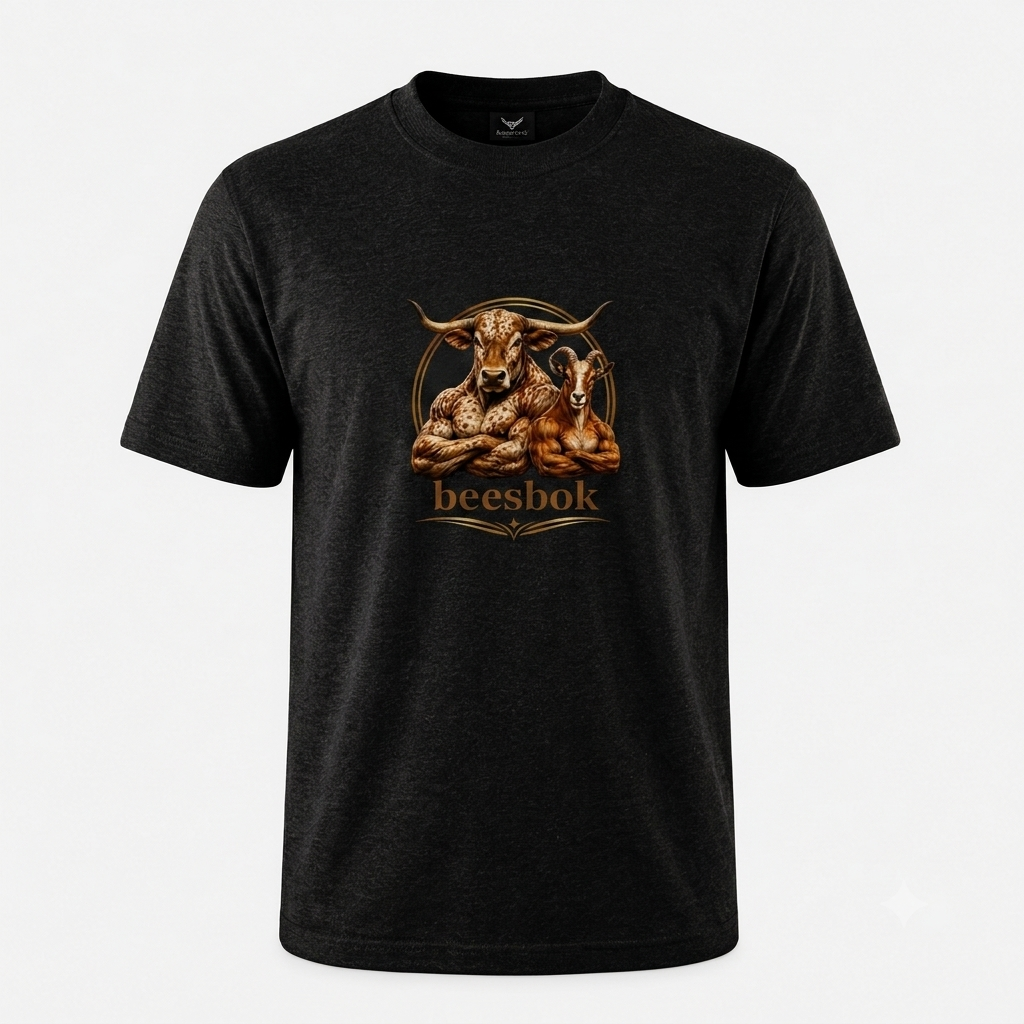 Mens beesbok Short Sleeve - Black