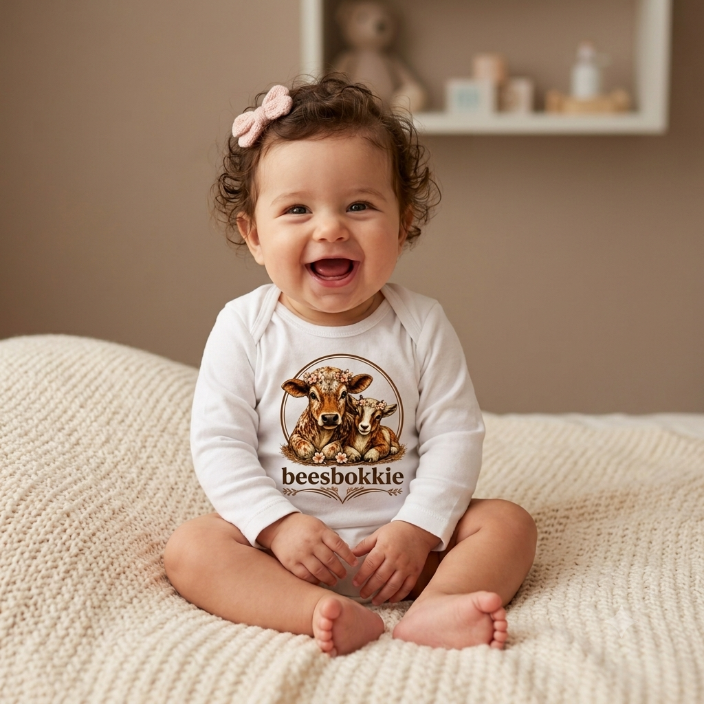 Girls beesbokkie Baby Grow - White