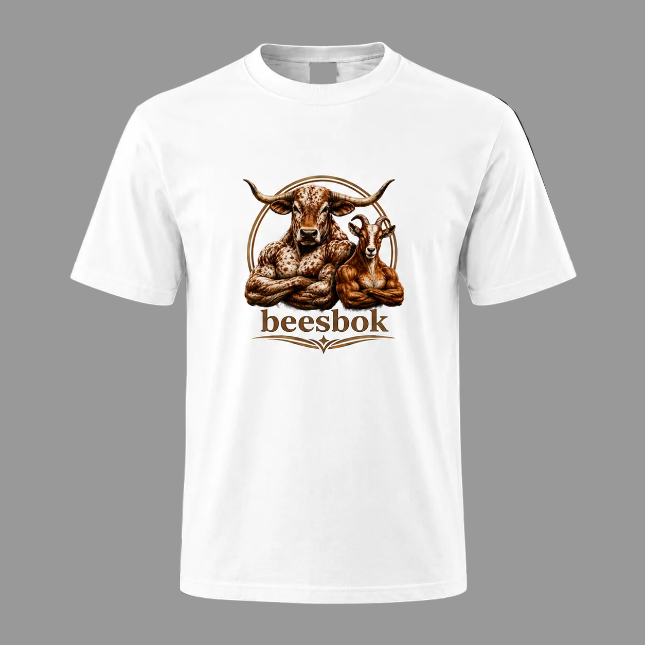 Mens beesbok Short Sleeve - White