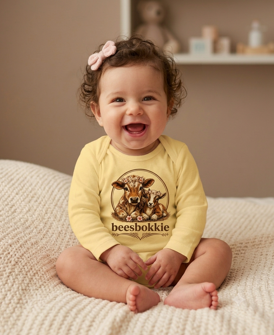 Girls beesbokkie Baby Grow - Yellow