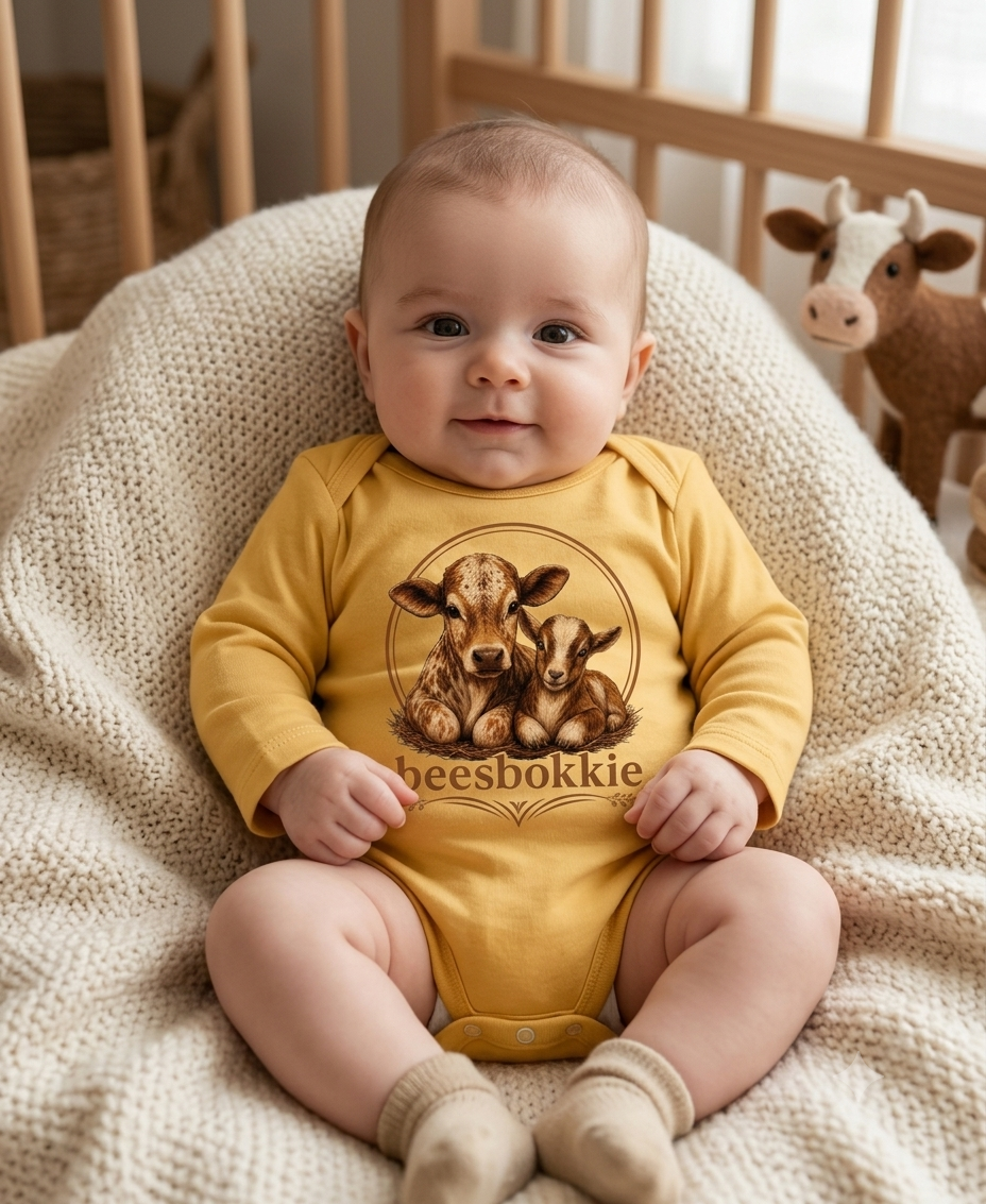 Boys beesbokkie Baby Grow - Yellow