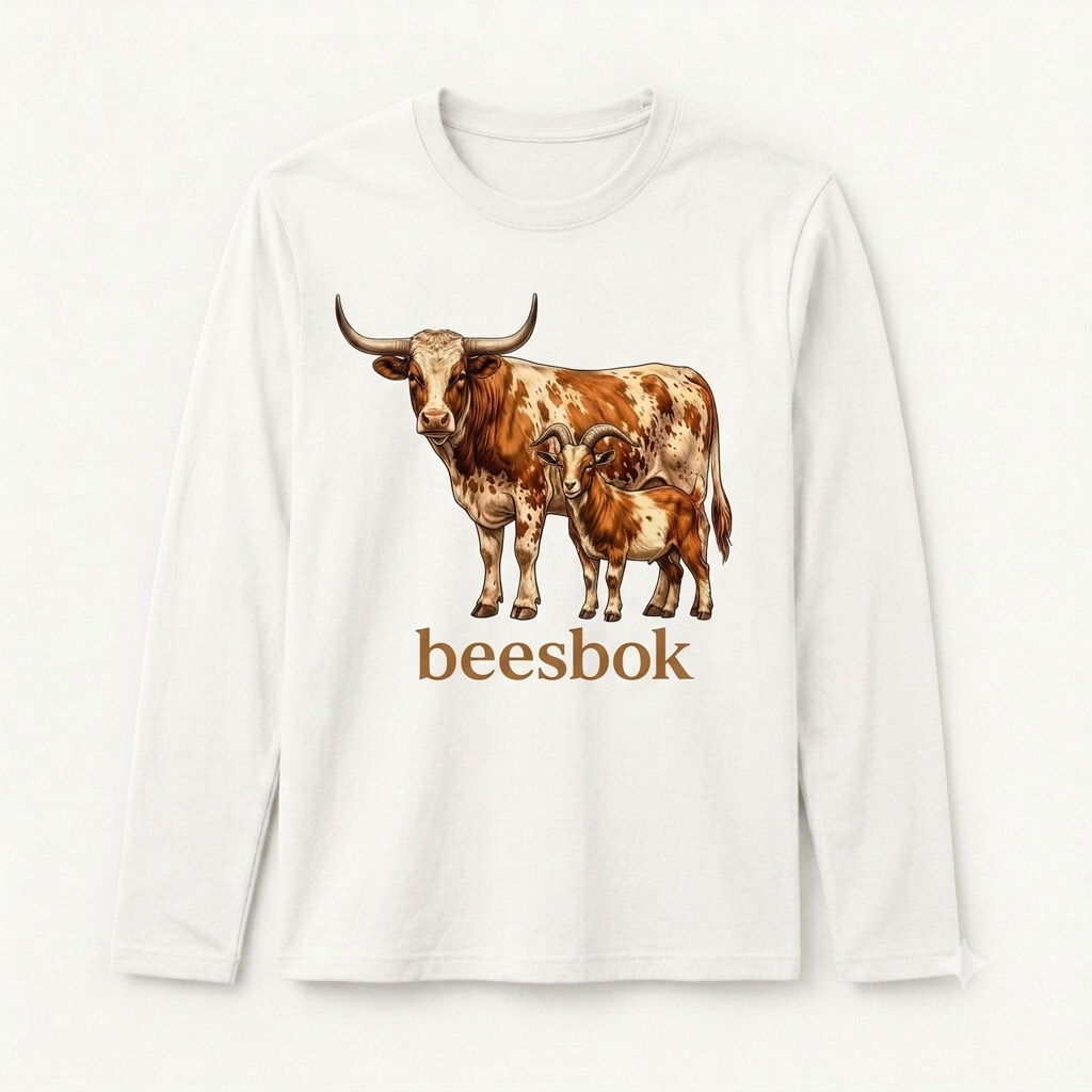 Mens beesbok Classic Long Sleeve Shirt - White