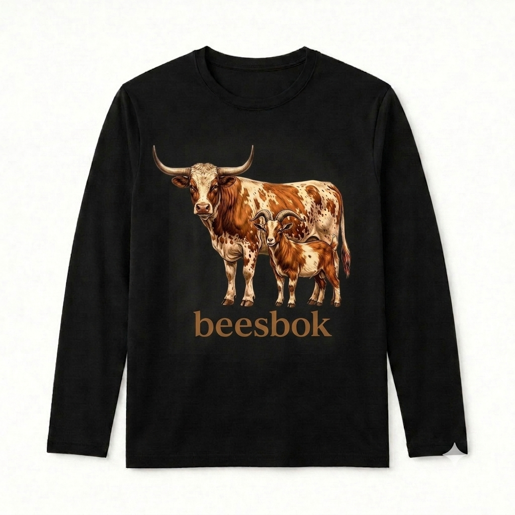 Mens beesbok Classic Long Sleeve Shirt -  Black
