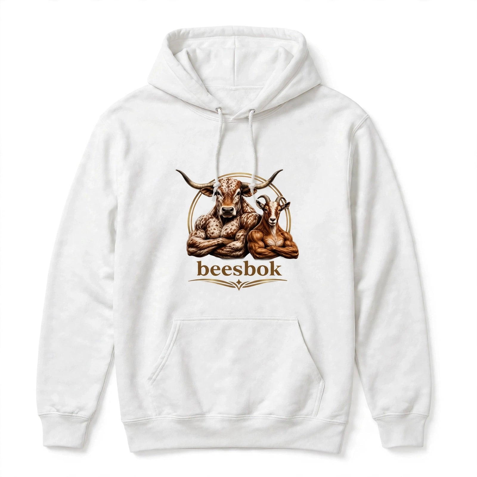 Mens beesbok Hoodie White